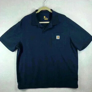 Carhartt Men’s Polo Shirt Sz XL Navy Blue Short Sleeve Polyester/Cotton